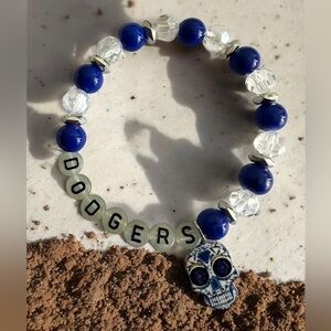 Dodgers Sugar Skull Glow in the dark beaded bracelet
